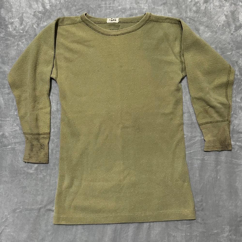 Vintage WW2 Era US Army Style Green Thermal Undershirt Shirt Military 1940's